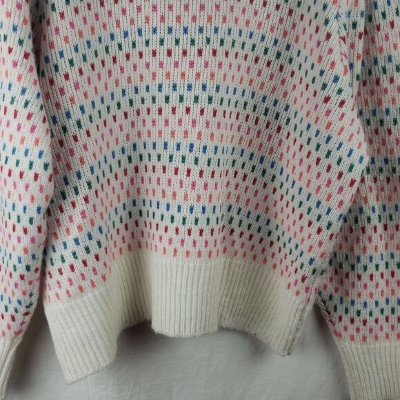St John's Bay Women's Petite XXL White & Rainbow Polka Dot Sweater - Picture 10 of 12